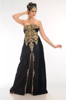 black velvet embroidered zari_work fustan partywear gown