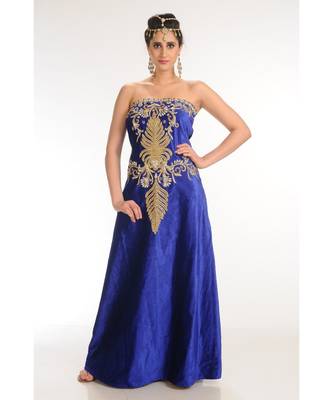royal-blue velvet embroidered zari_work fustan partywear gown 1