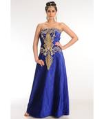 royal-blue velvet embroidered zari_work fustan partywear gown