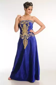 royal-blue velvet embroidered zari_work fustan partywear gown