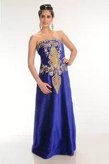 royal-blue velvet embroidered zari_work fustan partywear gown