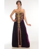 wine velvet embroidered zari_work fustan partywear gown