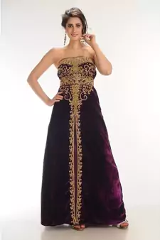 wine velvet embroidered zari_work fustan partywear gown