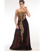 brown velvet embroidered zari_work fustan partywear gown