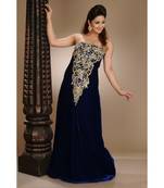 royal-blue velvet embroidered zari_work fustan partywear gown