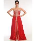 red velvet embroidered zari_work fustan partywear gown