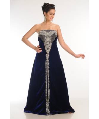royal-blue velvet embroidered zari_work fustan partywear gown 1
