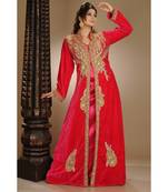red velvet embroidered zari_work islamic-kaftans