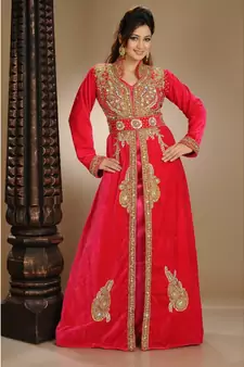 red velvet embroidered zari_work islamic-kaftans