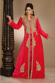 red velvet embroidered zari_work islamic-kaftans