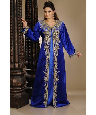 royal-blue velvet embroidered zari_work islamic-kaftans 1