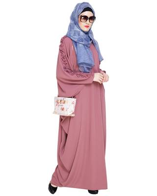 Modest Forever  Onion-pink embroidered nida islamic kaftan 1