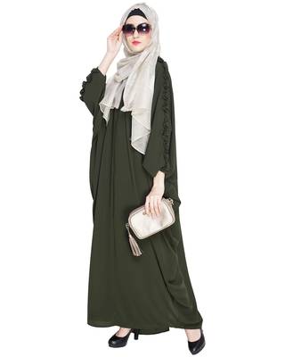 Modest Forever  Olive embroidered nida islamic kaftan 1