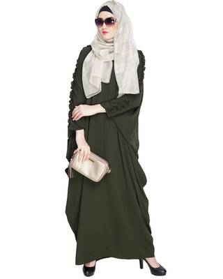 Modest Forever  Olive embroidered nida islamic kaftan 2