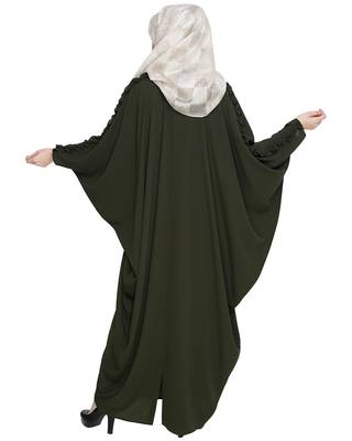Modest Forever  Olive embroidered nida islamic kaftan 4