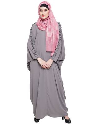 Modest Forever  Grey embroidered nida islamic kaftan 1