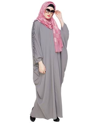 Modest Forever  Grey embroidered nida islamic kaftan 2