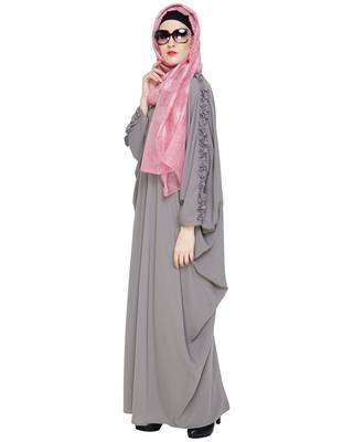 Modest Forever  Grey embroidered nida islamic kaftan 3