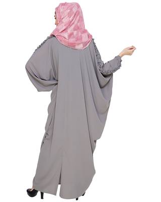 Modest Forever  Grey embroidered nida islamic kaftan 4