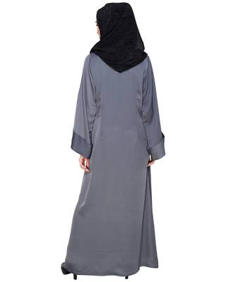 Modest Forever  Grey embroidered nida abaya 4