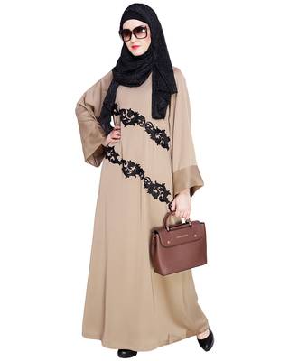 Modest Forever  Beige embroidered nida abaya 1
