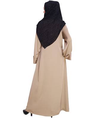 Modest Forever  Beige embroidered nida abaya 4