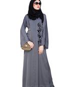 Modest Forever  Grey embroidered nida abaya
