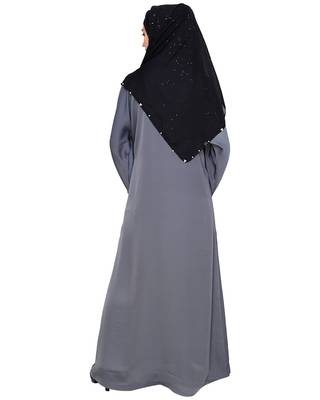 Modest Forever  Grey embroidered nida abaya 4