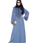 Modest Forever  Blue embroidered nida abaya