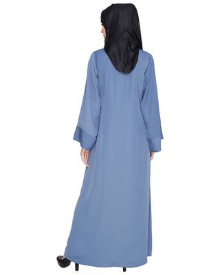 Modest Forever  Blue embroidered nida abaya 4