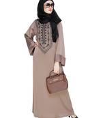 Modest Forever  Brown embroidered nida abaya