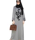 Modest Forever  Grey embroidered nida abaya