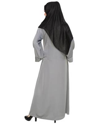 Modest Forever  Grey embroidered nida abaya 4