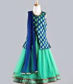 Twisha Stylish brocade long choli with designer lehenga with Dupatta-Teal Blue