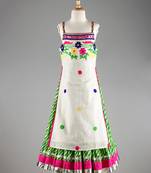 Twisha Stylish Floral Embroidered Long  choli  with designer Lehariya flared lehenga-White