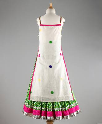 Twisha Stylish Floral Embroidered Long  choli  with designer Lehariya flared lehenga-White 2