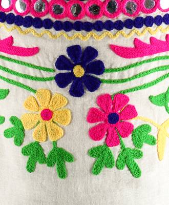Twisha Stylish Floral Embroidered Long  choli  with designer Lehariya flared lehenga-White 4