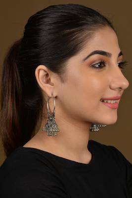 Silver Triple Jhumki Hoops 1