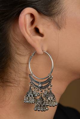 Silver Triple Jhumki Hoops 2