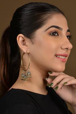 Gold Triple Jhumki Hoops 1