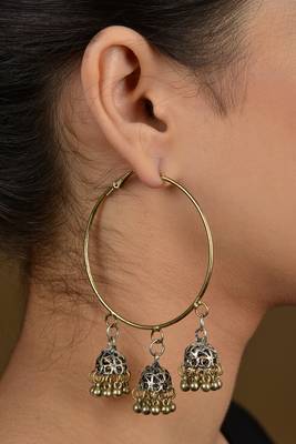 Gold Triple Jhumki Hoops 2