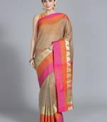 Multicolor printed art silk saree with blouse
