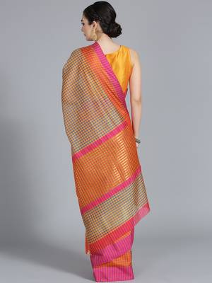Multicolor printed art silk saree with blouse 2