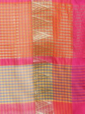 Multicolor printed art silk saree with blouse 3