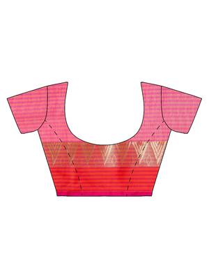 Multicolor printed art silk saree with blouse 4