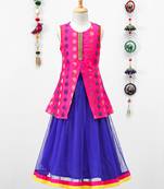 Twisha Stylish Brocade Long top withTrendy Net Lehanga- Pink