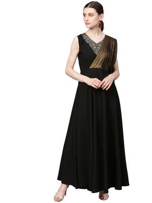 Black printed crepe kurti 1