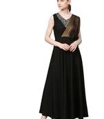 Black printed crepe kurti