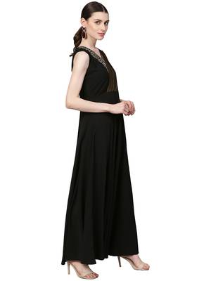 Black printed crepe kurti 4