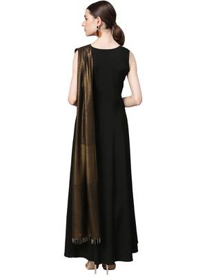 Black printed crepe kurti 5